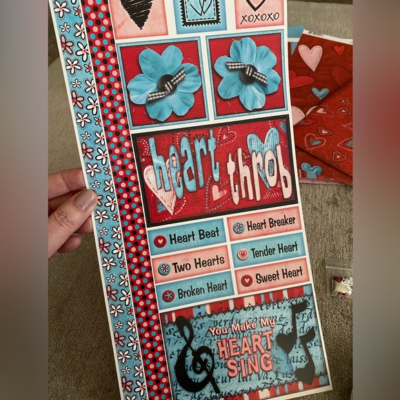 ♥️ BO BUNNY VALENTINE’S DAY & LOVE STICKERS &  SCRAPBOOK PAPER BUNDLE! RETIRED! - Picture 5 of 16